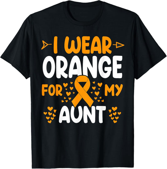 I wear Orange for my Aunt Shirts Kidney Cancer T-Shirt - T-Shirt | Black