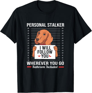 Redbone Coonhound Mugshot Personal Stalker Dog T-Shirt - T-Shirt | Black