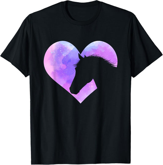 Horse Head Heart Shaped Design - Horseman Horseback Rider T-Shirt - T-Shirt | Black