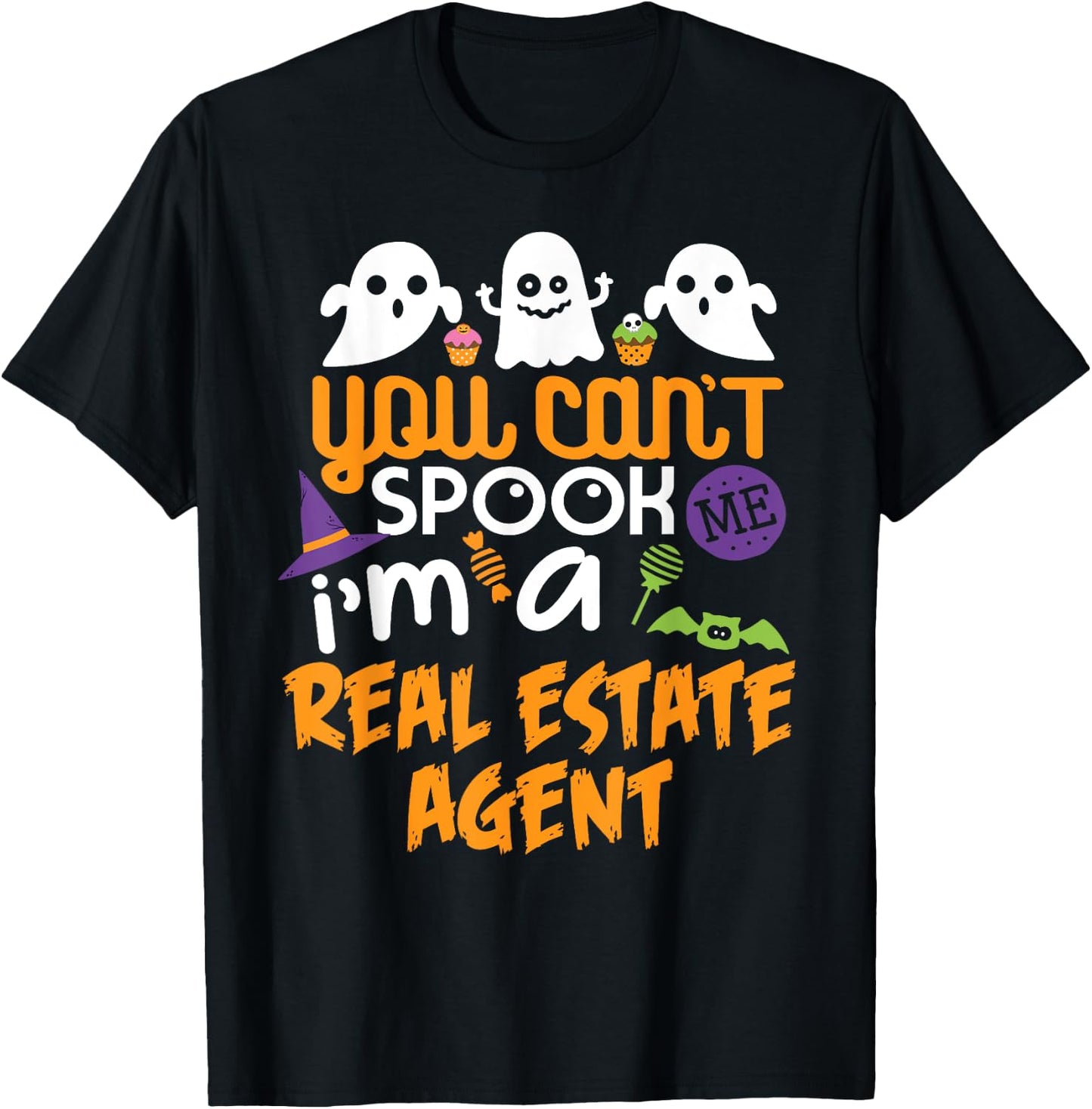 Real Estate Agent Halloween Shirt Costume Party Can't Spook T-Shirt - T-Shirt | Black