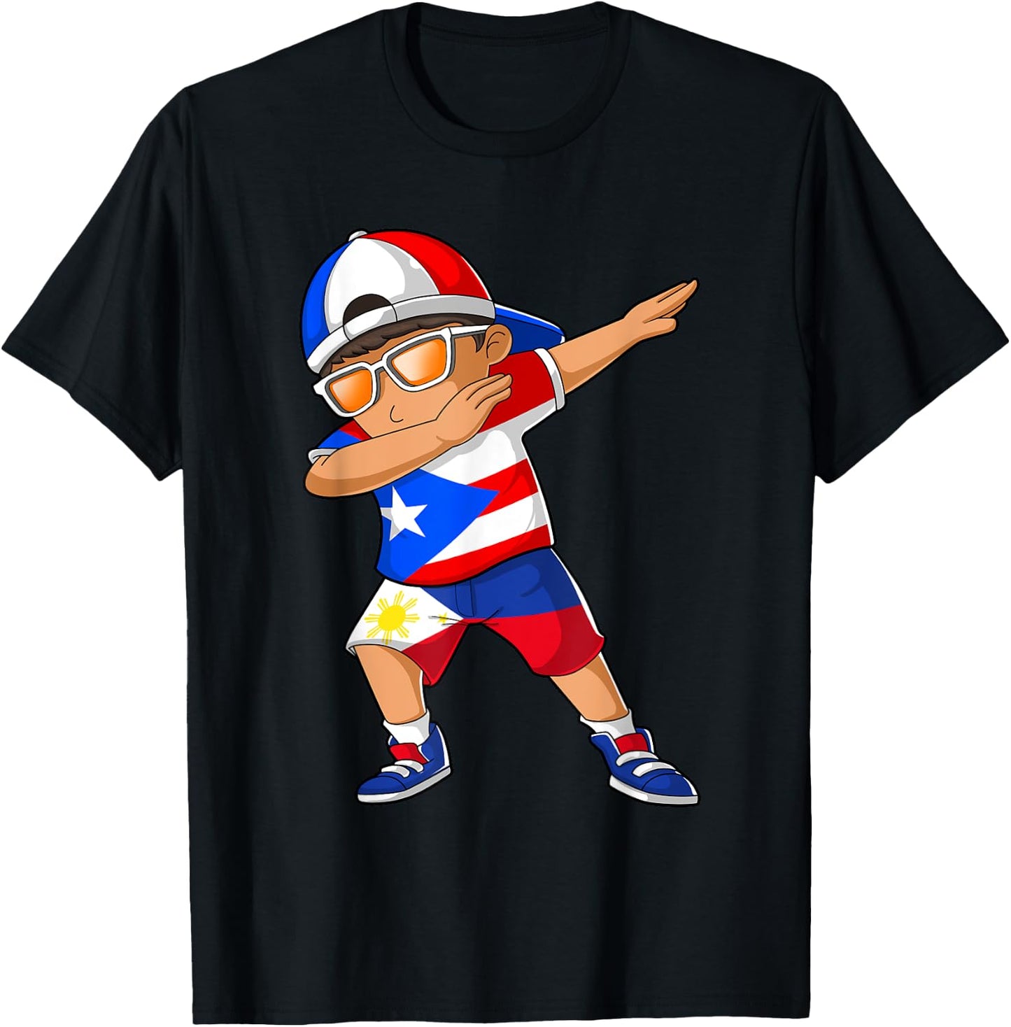 Half Puerto Rican Half Filipino Boy Puerto Rico Flag T-Shirt - T-Shirt | Black