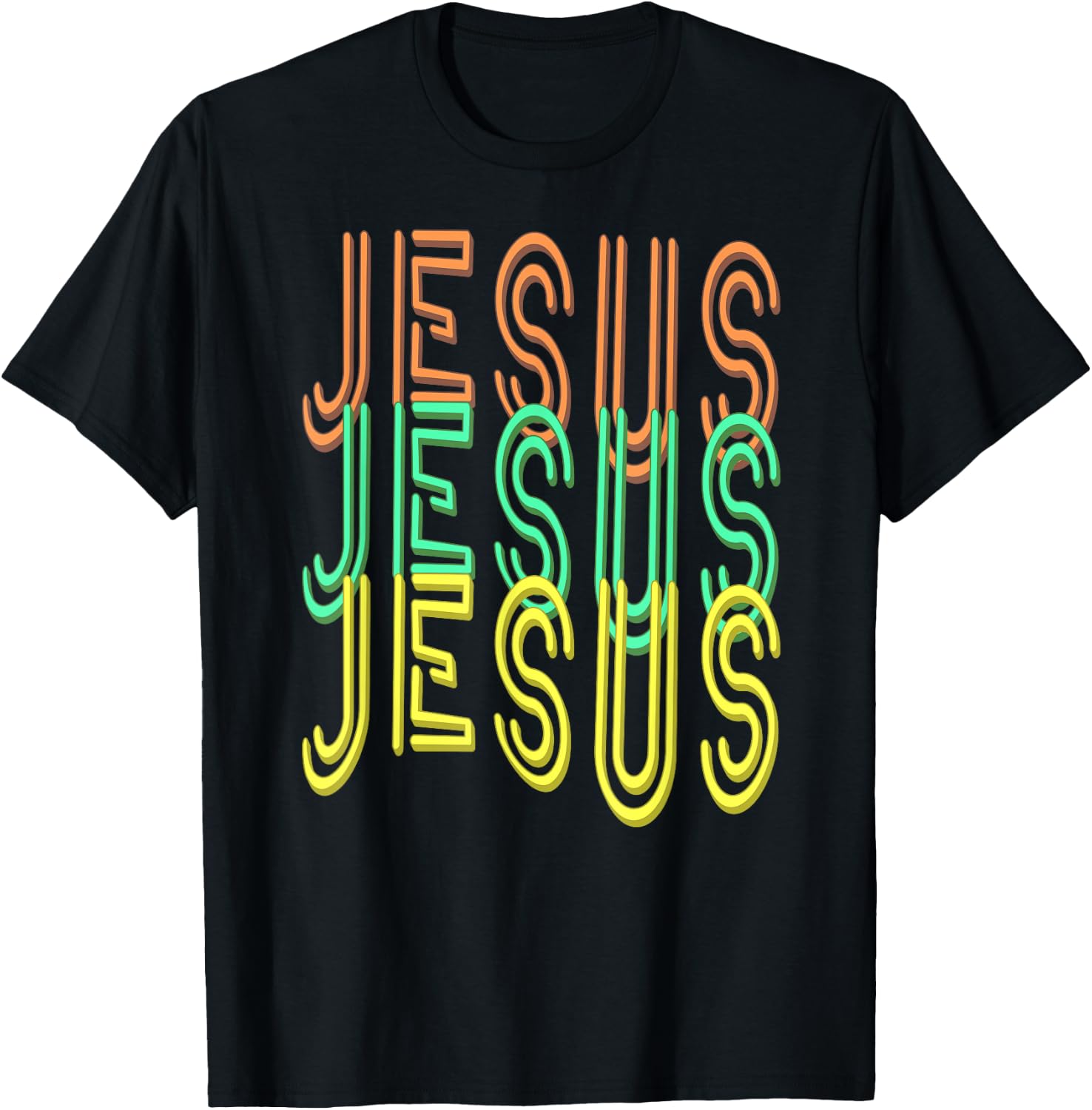Jesus Jesus Jesus (Simulated Neon Sign Font) T-Shirt - T-Shirt | Black