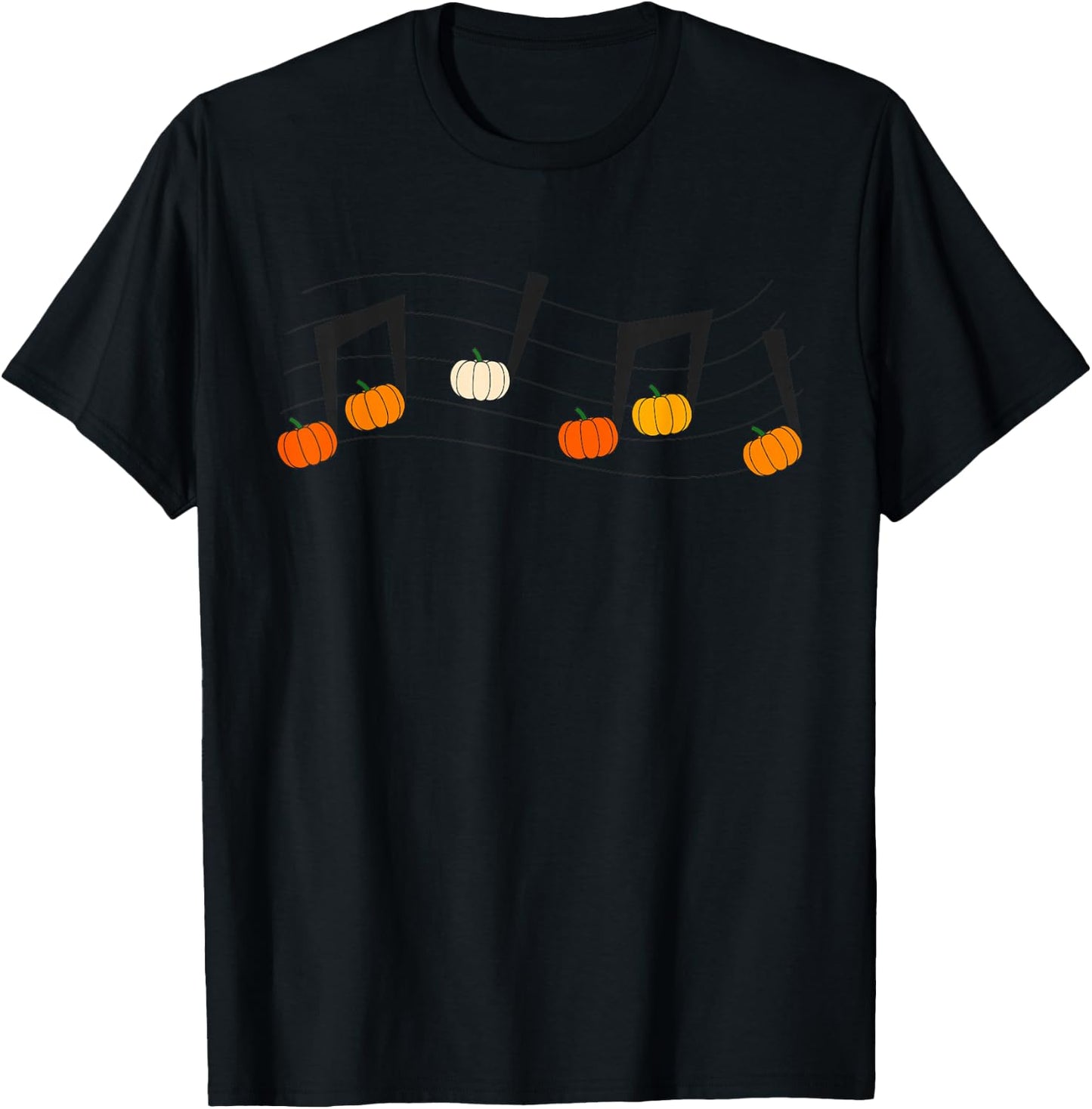 Music Note Pumpkin Fall Music Teacher Halloween Costume T-Shirt - T-Shirt | Black