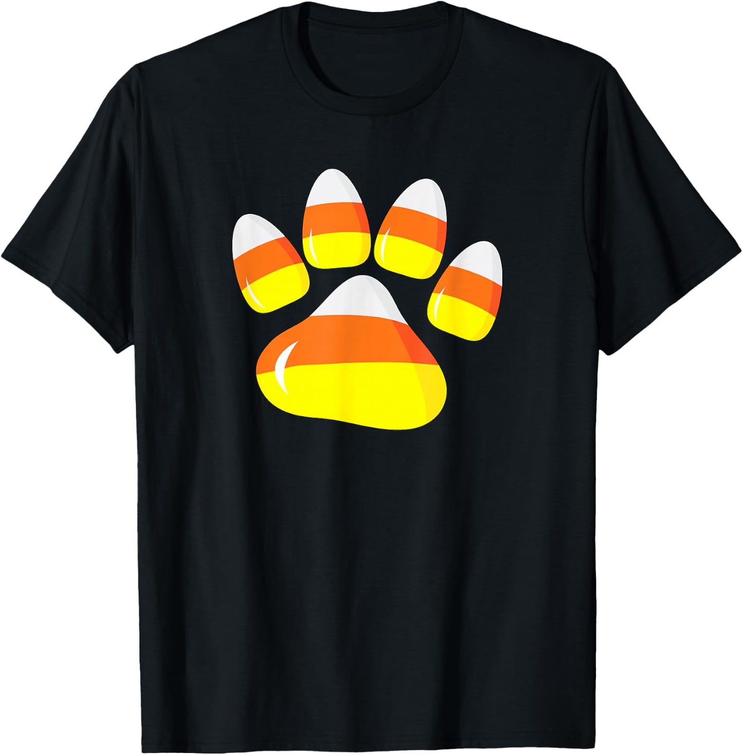 Halloween Costume Candy Corn Paw Dog Funny Pet For Dog Owner Women Kids T-Shirt - T-Shirt | Black