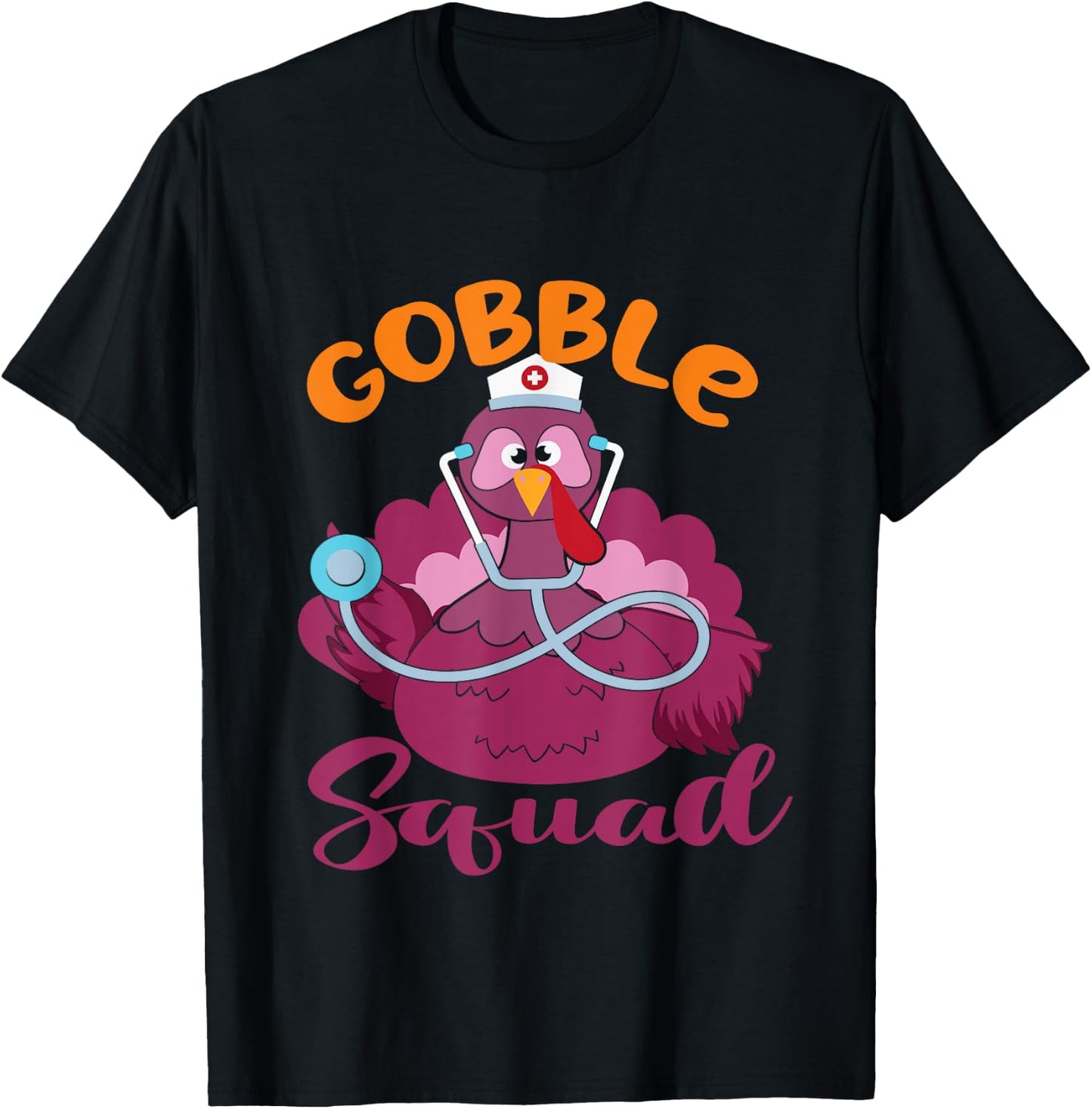 cardiac Nurse Gobble Squad, Funny Turkey Thanksgiving, er T-Shirt - T-Shirt | Black