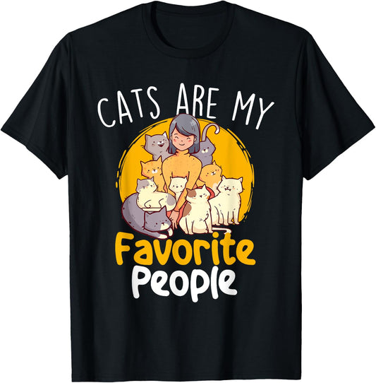 Cats Are My Favorite People - Cat Lover Pet Owner Kitten Men Women Girls Kids T-Shirt - T-Shirt | Black
