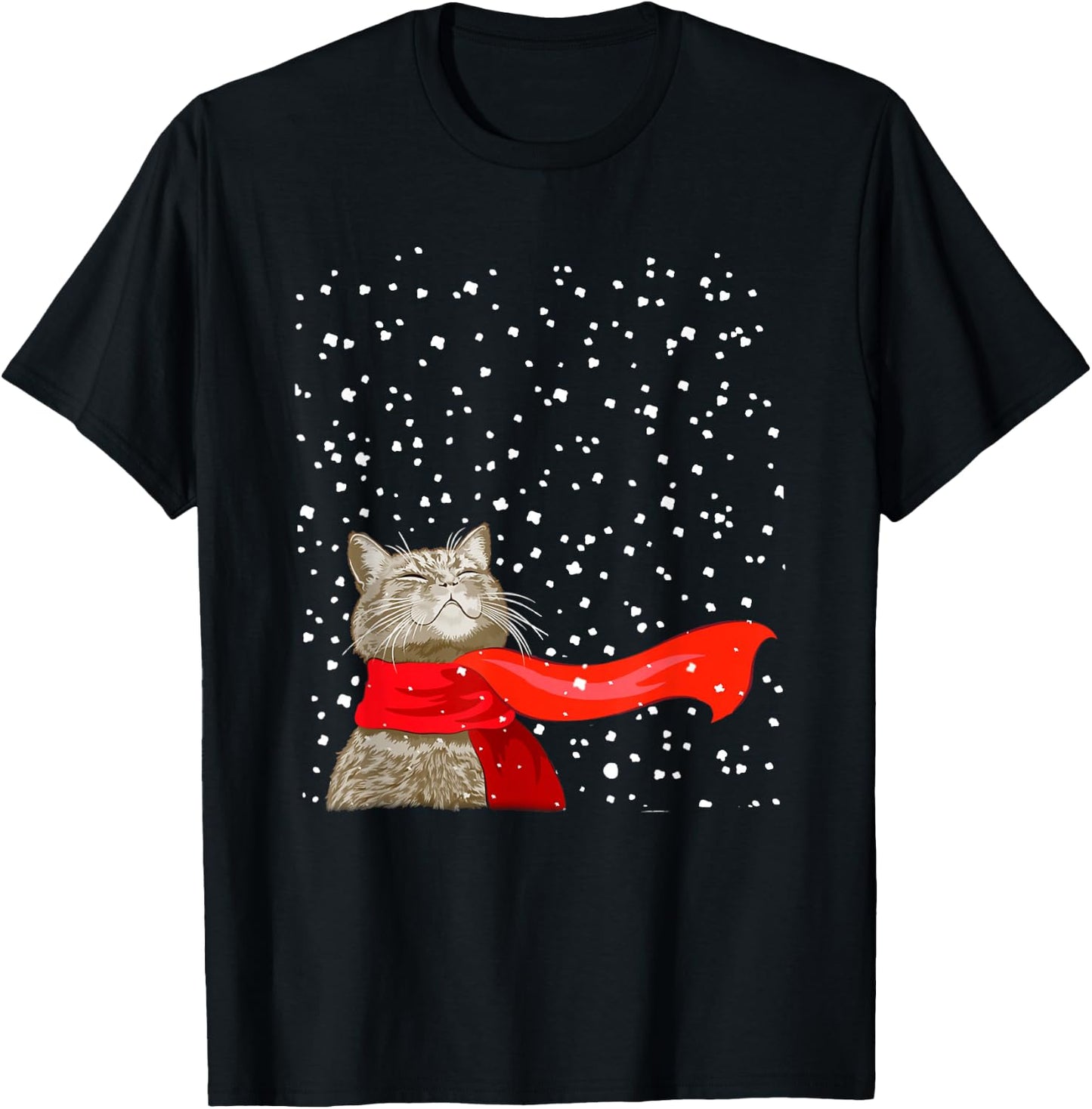 Cats Play Snow Winter Funny Cat Lover Merry Christmas T-Shirt - T-Shirt | Black