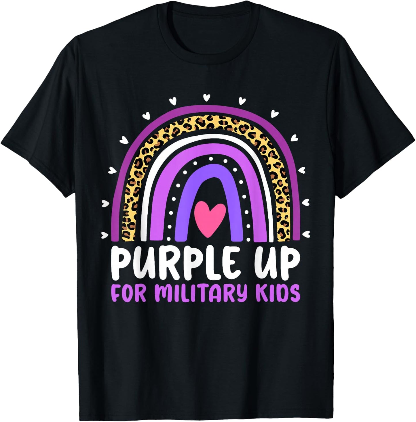Purple Up for Military Kids Month Military Child Rainbow Small T-Shirt - T-Shirt | Black