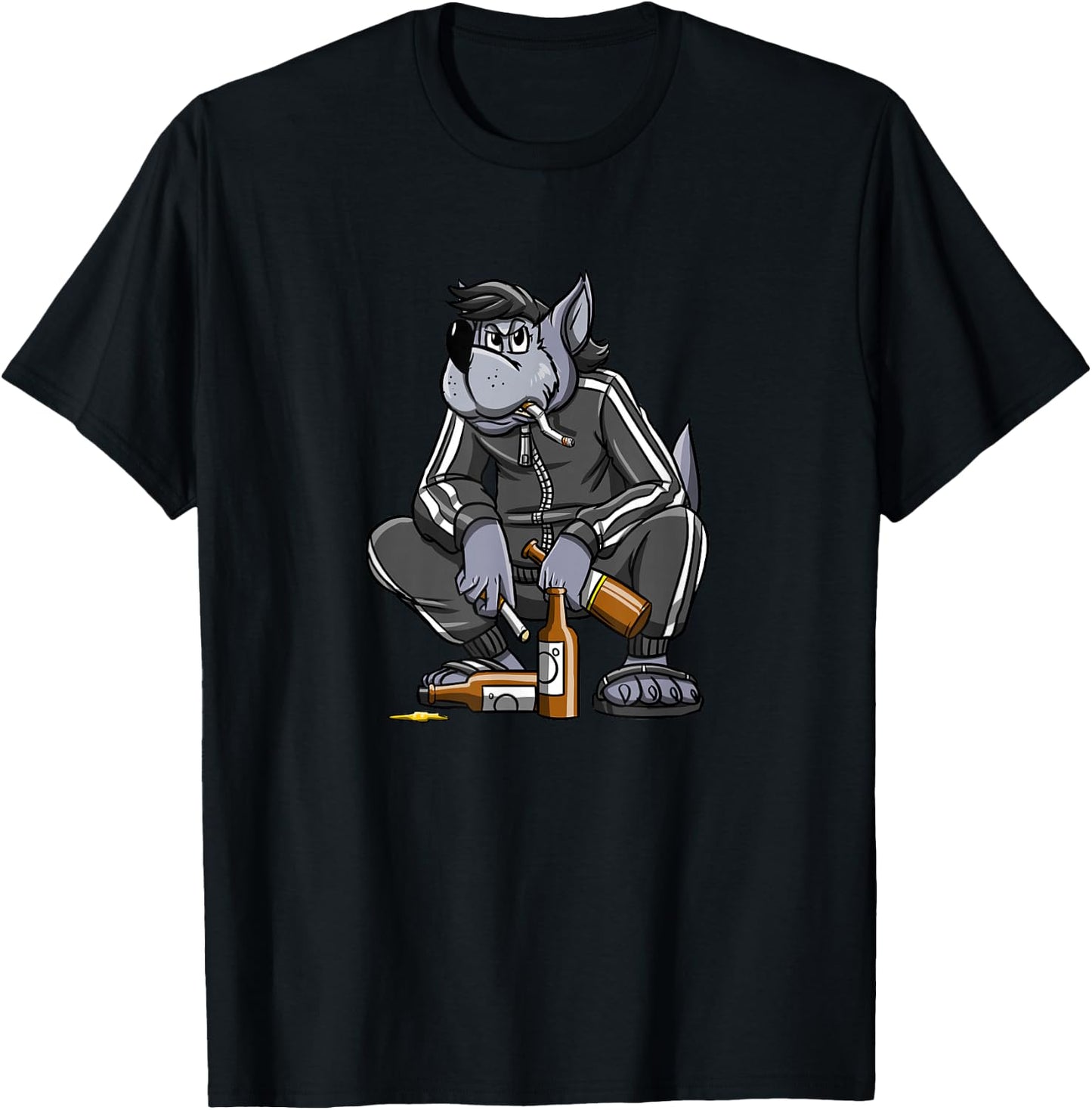 Russian Gopnik Russian Squat Nu Pogodi Wolf Russian T-Shirt - T-Shirt | Black
