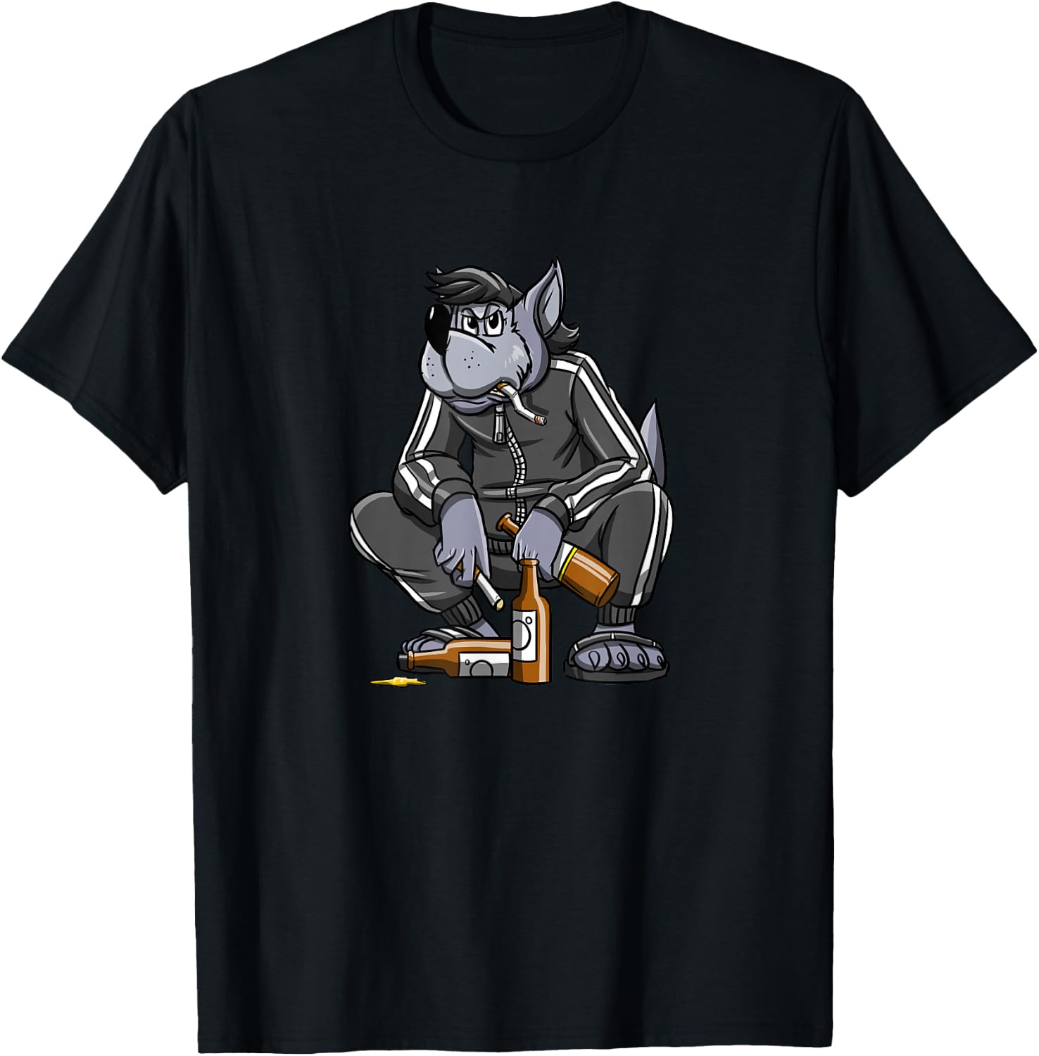 Russian Gopnik Russian Squat Nu Pogodi Wolf Russian T-Shirt - T-Shirt | Black