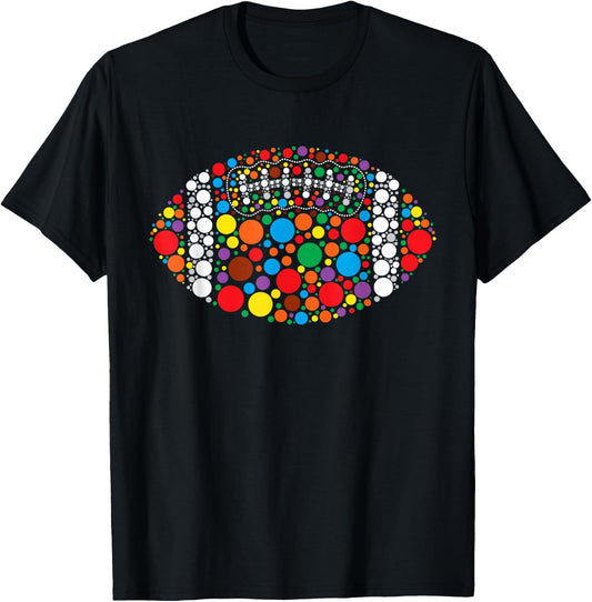 Colorful Polka Dot Football for Dots Day cool sports art T-Shirt - T-Shirt | Black