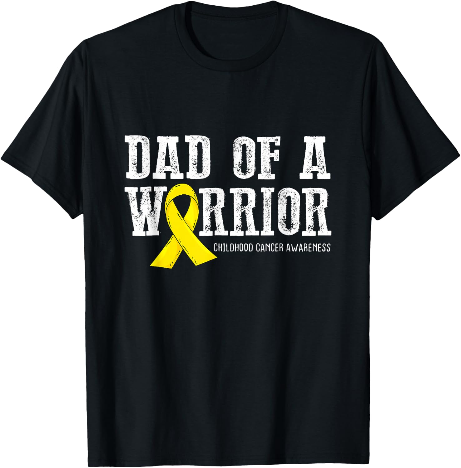 Dad of a Warrior Childhood Cancer Awareness Ribbon T-Shirt - T-Shirt | Black