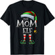 The Mom Elf Shirt Matching Family Funny Christmas Elf Mommy T-Shirt - T-Shirt | Black