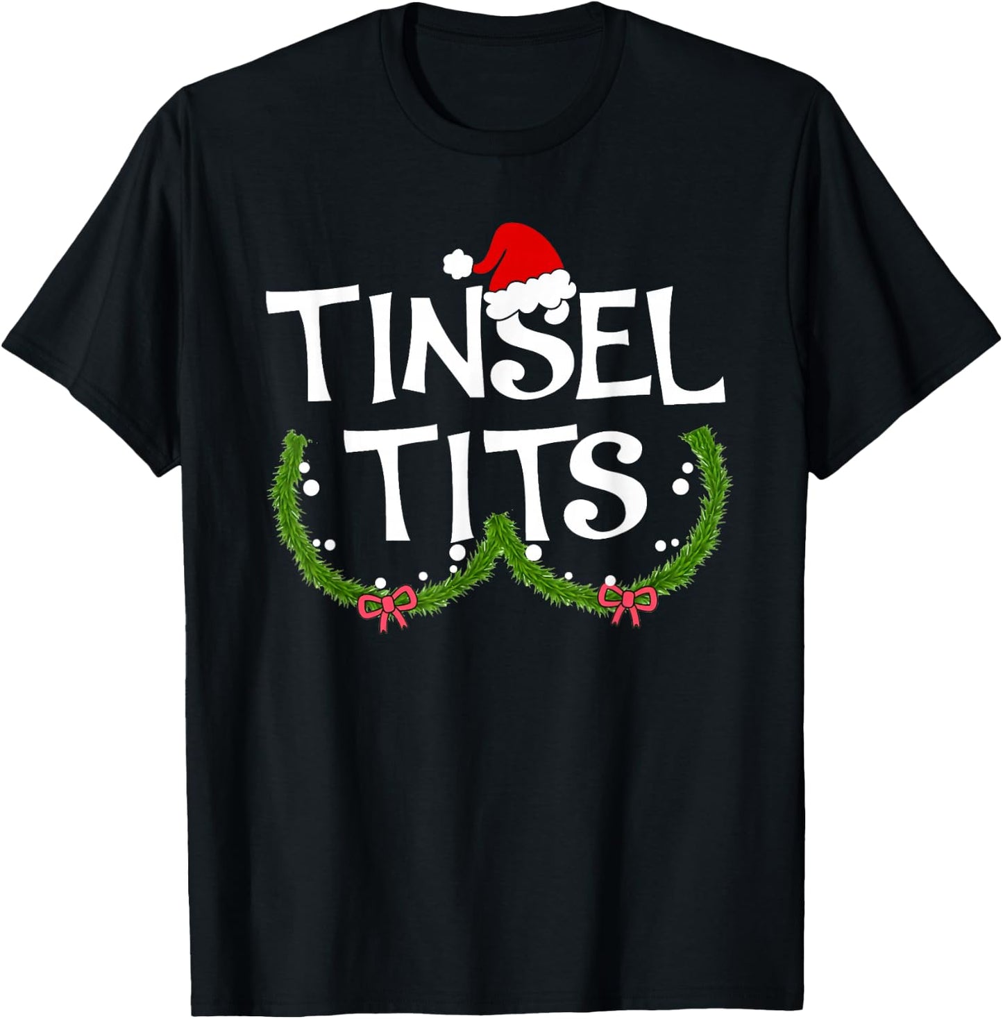 Funny Tinsel Tits Matching Jingle Balls Christmas Couples T-Shirt - T-Shirt | Black