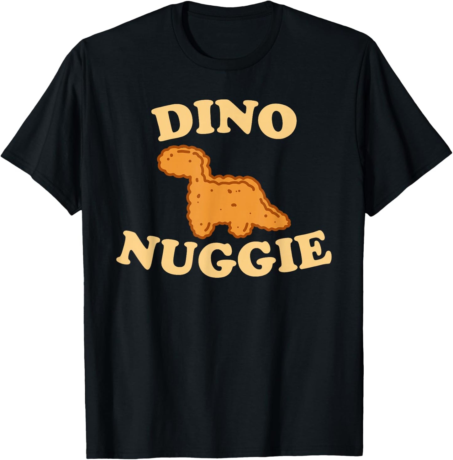 Dino Nuggie Cute Animals Yellow Font T-Shirt - T-Shirt | Black
