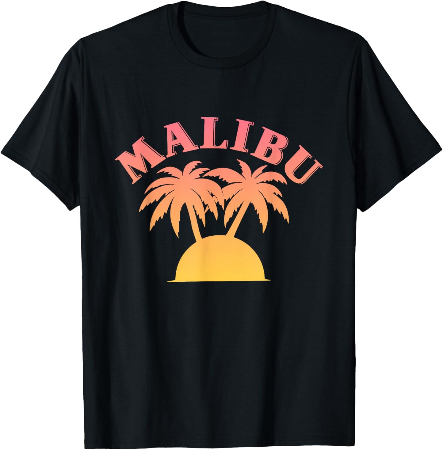 Malibu Sunset - California - Aesthetic Design - Classic T-Shirt - T-Shirt | Black