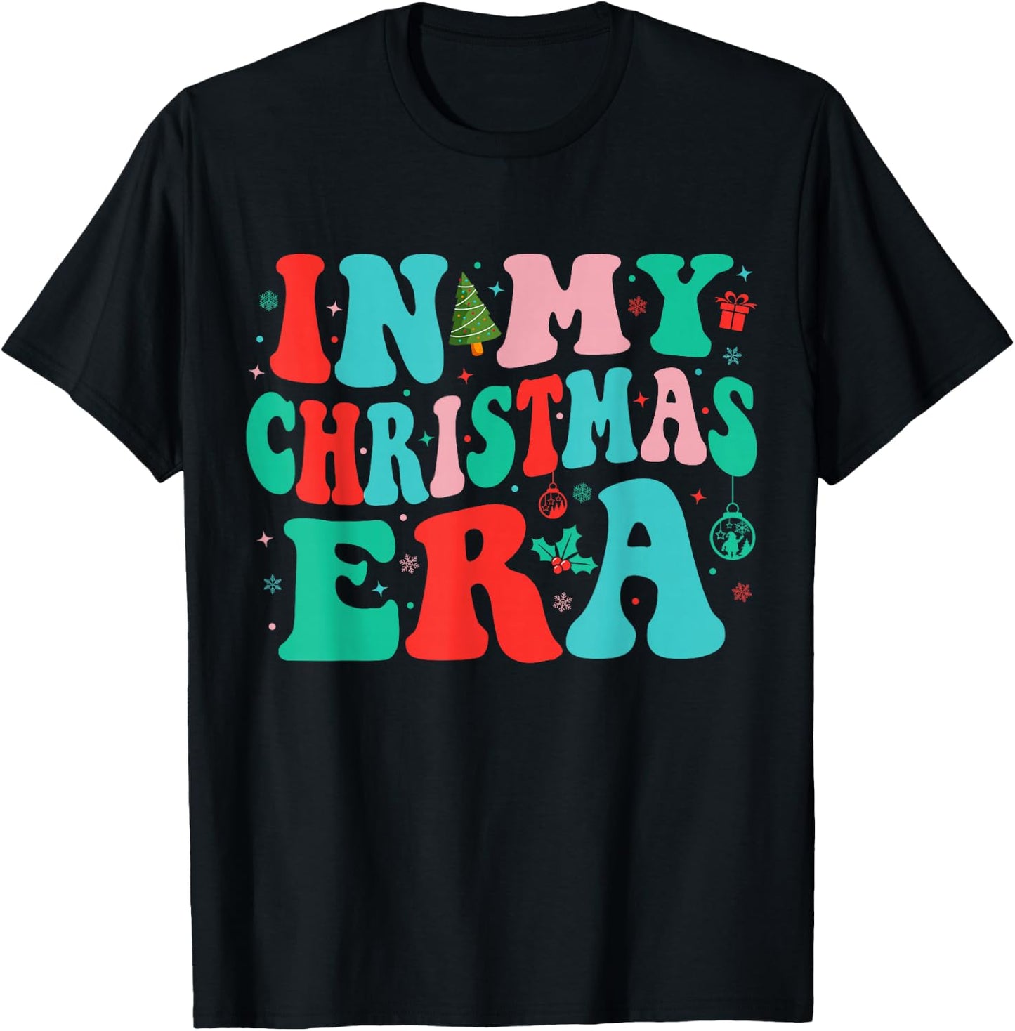 In My Christmas Era Cute Groovy Christmas Holiday Xmas T-Shirt - T-Shirt | Black