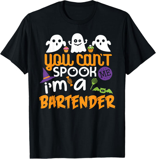 Bartender Halloween Shirt Costume Party Can't Spook Me T-Shirt - T-Shirt | Black