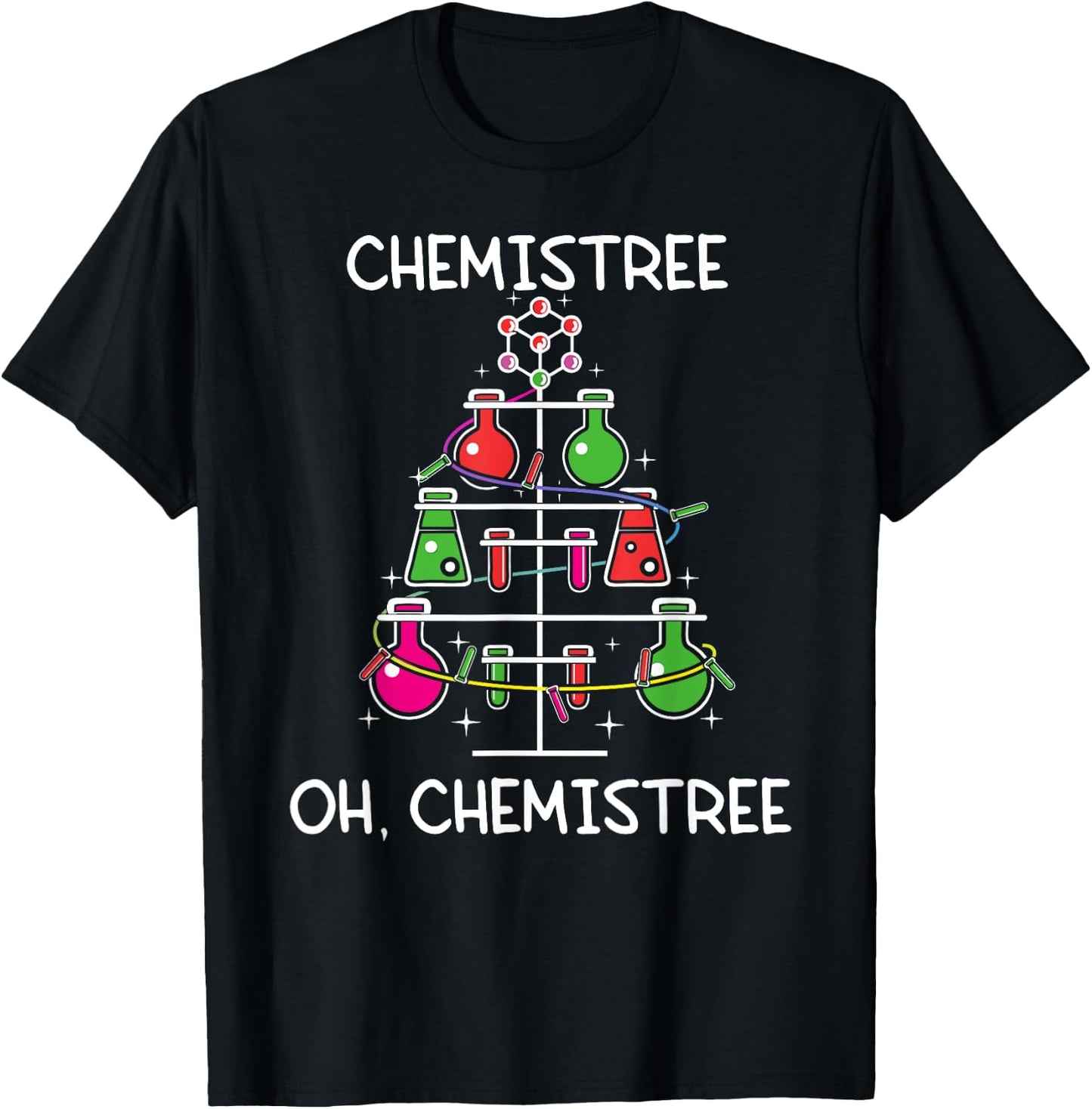 Chemistree Ugly Christmas Tree Sweater Chemistry Science Pun T-Shirt - T-Shirt | Black