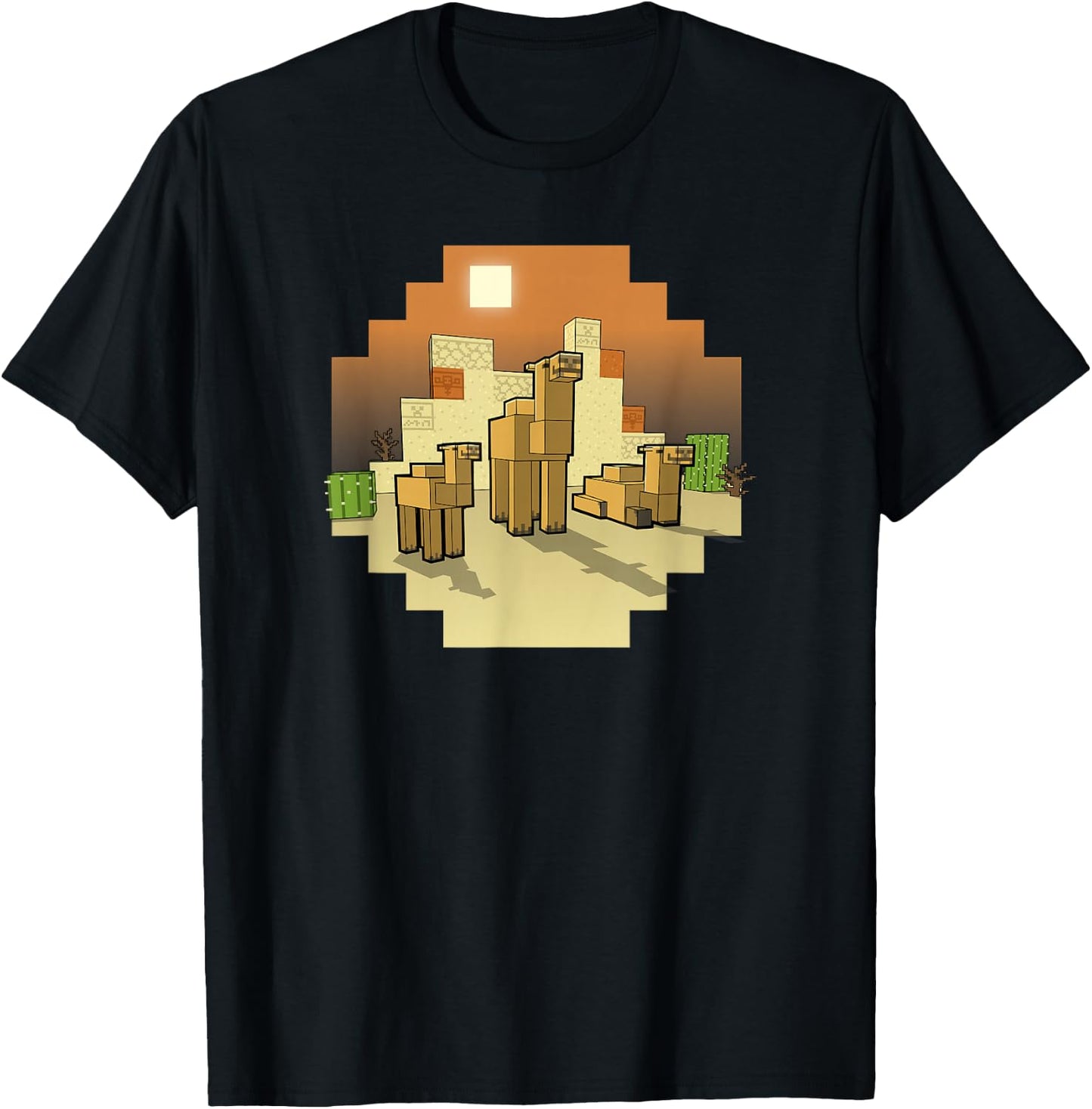 Minecraft Vanilla Camels In The Desert Group Shot T-Shirt - T-Shirt | Black