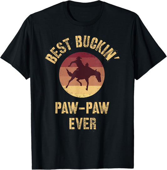 Best Buckin' Paw-Paw Ever Western Rodeo Cowboy Bucking Horse T-Shirt - T-Shirt | Black