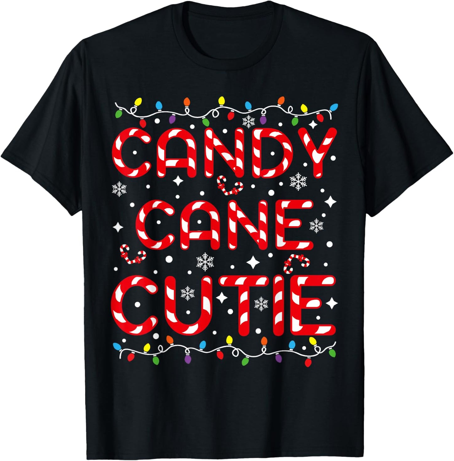 Candy Cane Cutie Funny Christmas Kids Toddler Xmas Pajamas T-Shirt - T-Shirt | Black