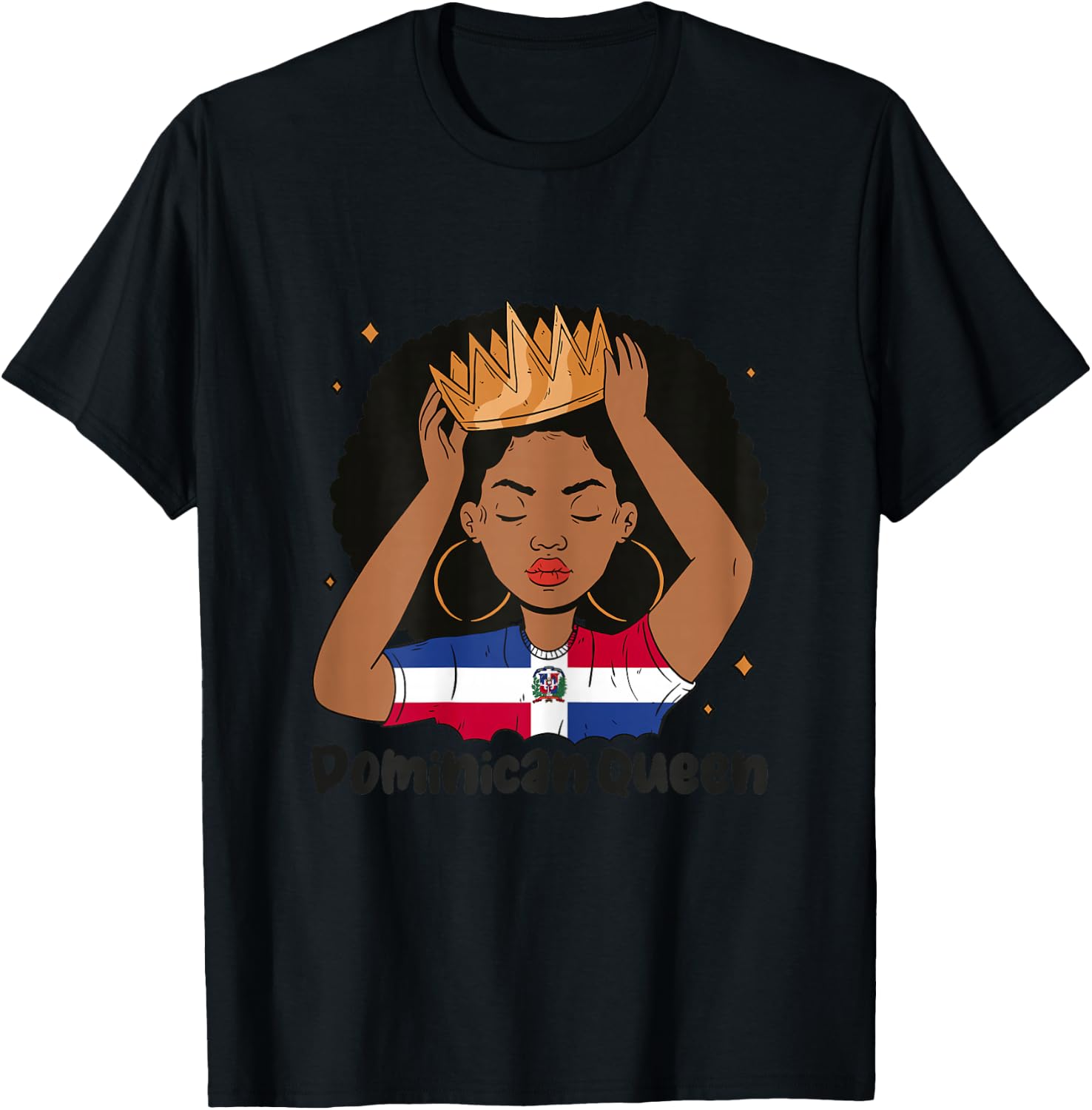 Dominican Queen Afro Hair Latina Dominicana Heritage T-Shirt - T-Shirt | Black