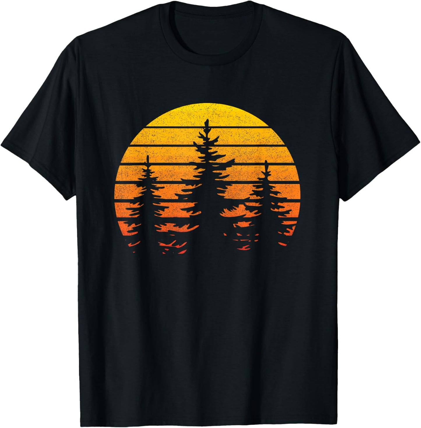 Vintage Forest Trees Outdoors Nature Retro Graphic Women Men T-Shirt - T-Shirt | Black