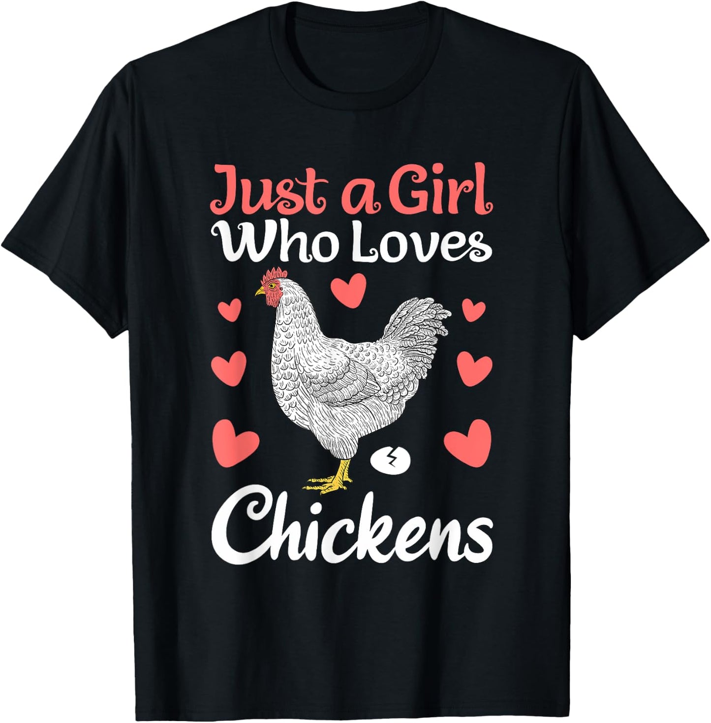 Cool Chicken Design Girls Chicken Farmer Lovers T-Shirt - T-Shirt | Black