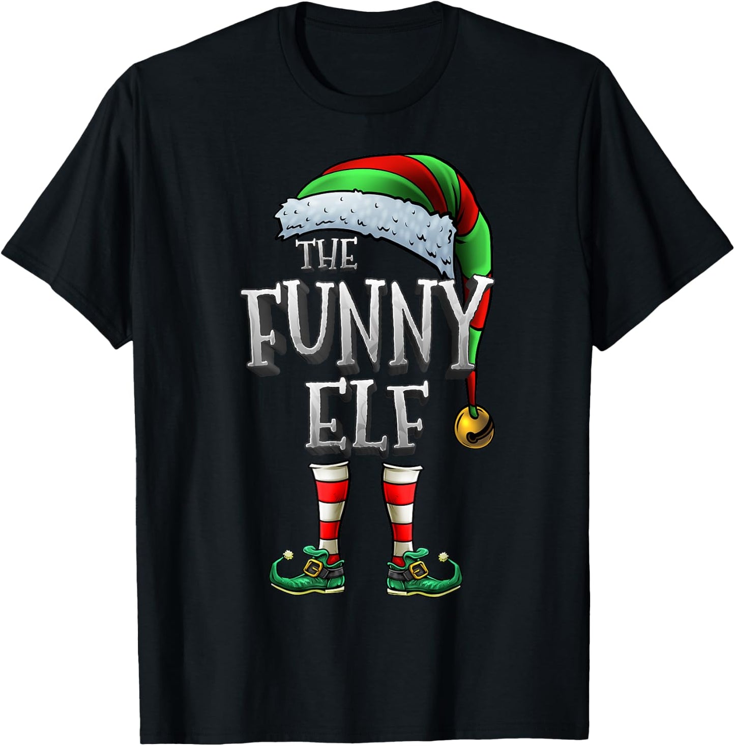 The Funny Elf Shirt Matching Family Funny Christmas Elf T-Shirt - T-Shirt | Black