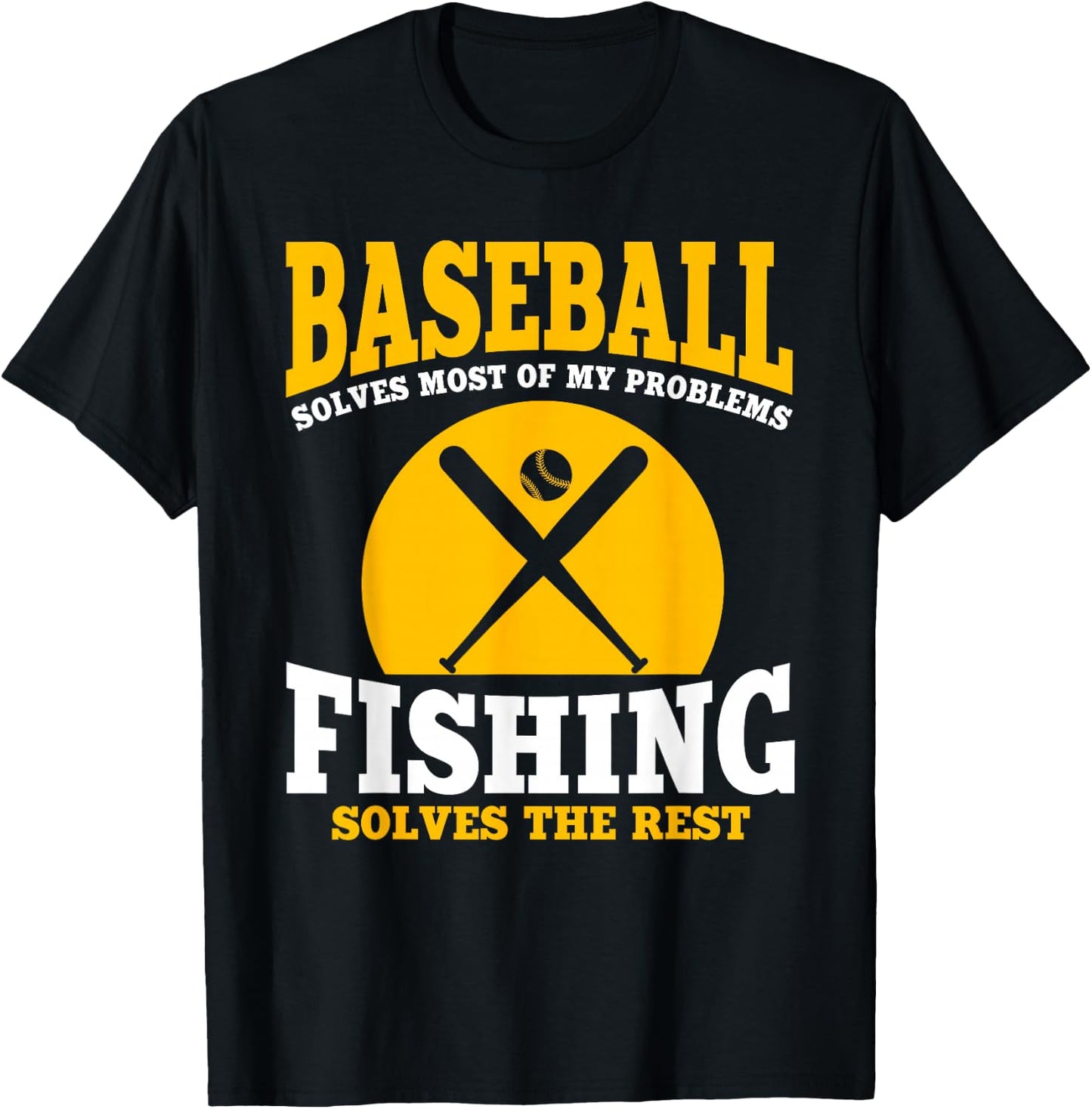 Funny Baseball And Fishing Outfit Love Catch Fish T-Shirt - T-Shirt | Black