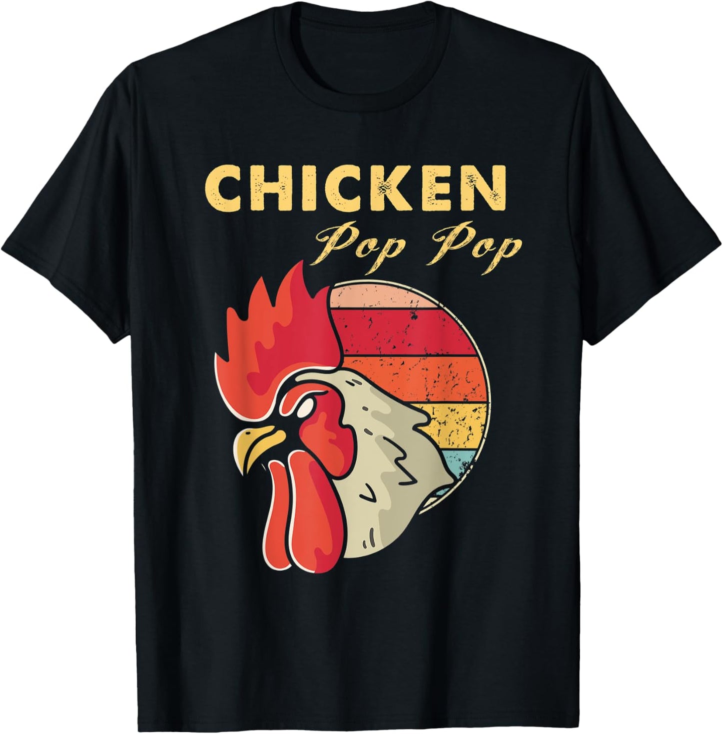 Chicken Pop Pop Grandpa Poultry Farmer Vintage T-Shirt - T-Shirt | Black