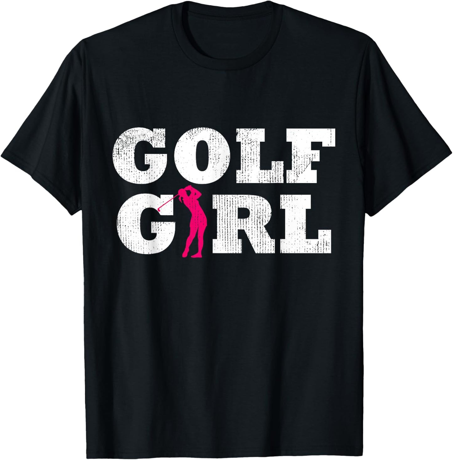 Golf Girl Player Golfer Golfing Silhouette Sport Gift T-Shirt - T-Shirt | Black