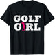 Golf Girl Player Golfer Golfing Silhouette Sport Gift T-Shirt - T-Shirt | Black