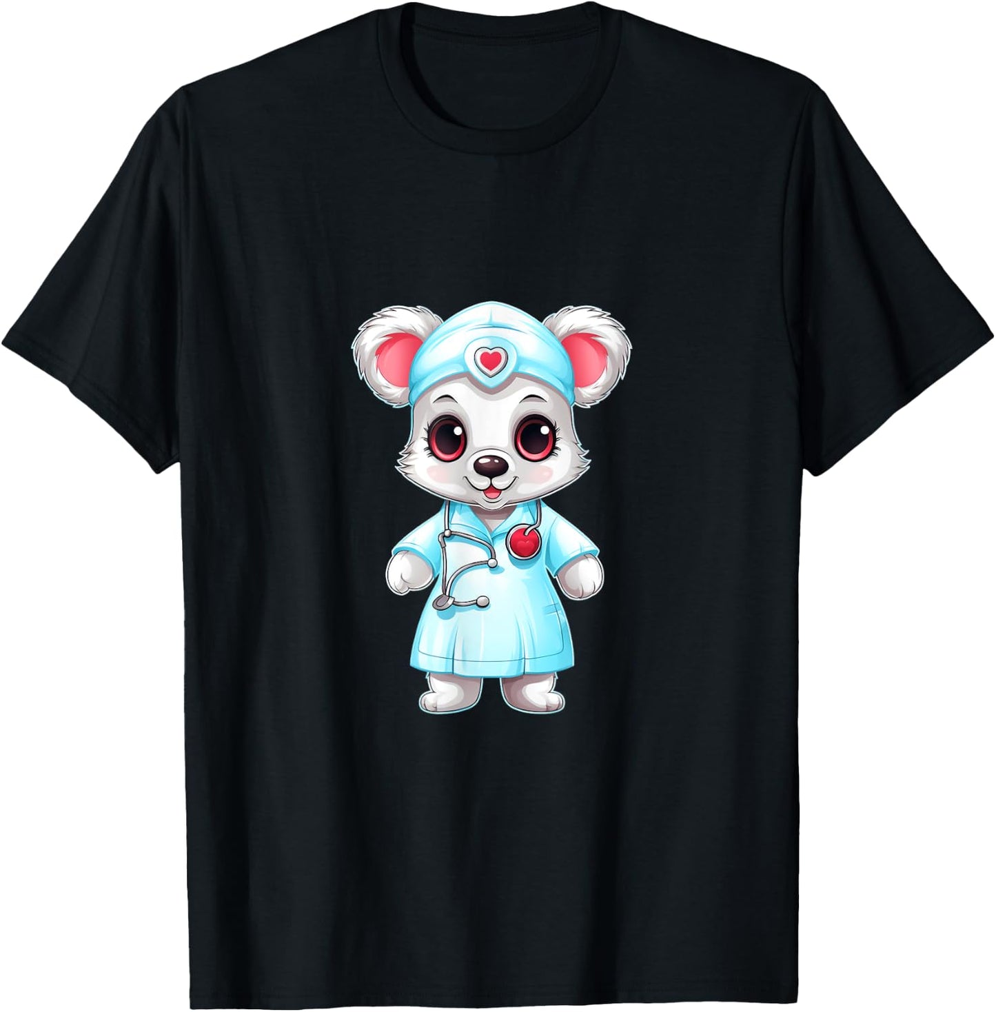 Bear Nurse RN Nursing Stethoscope Nurses T-Shirt - T-Shirt | Black