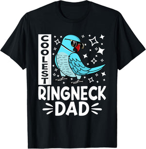 Coolest Ringneck Parrot Dad I Blue Indian Ringneck T-Shirt - T-Shirt | Black