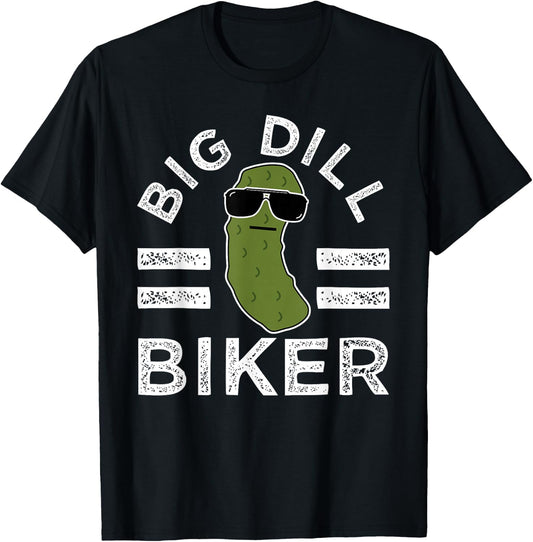 Pickle Pun Big Dill Biker Fun Mountain Bike Motorcycle Humor T-Shirt - T-Shirt | Black