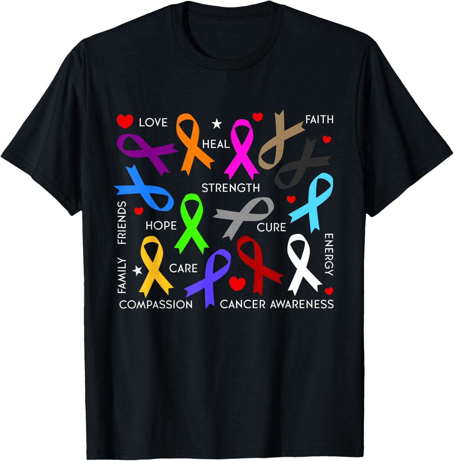 Cancer Awareness - Fight Cancer Ribbons T-Shirt - T-Shirt | Black