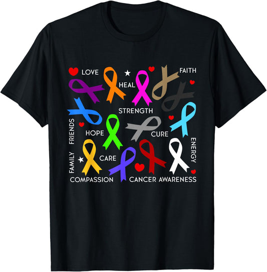 Cancer Awareness - Fight Cancer Ribbons T-Shirt - T-Shirt | Black