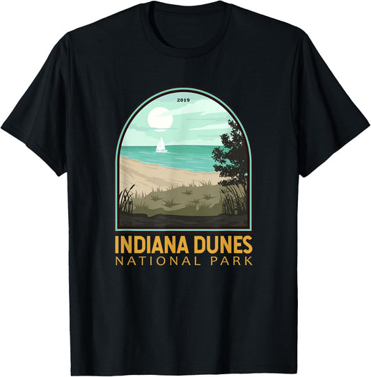 Indiana Dunes National Park Vintage Emblem T-Shirt - T-Shirt | Black