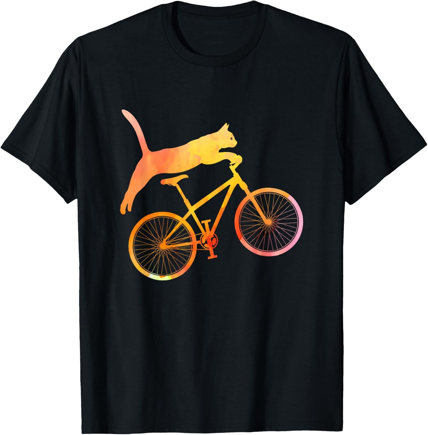 Animals Riding Bikes Cat on a Bike Funny Cat for Cyclists, -Adults & Kids, Black, Short Sleeve, Classic Fit T-Shirt - T-Shirt | Black