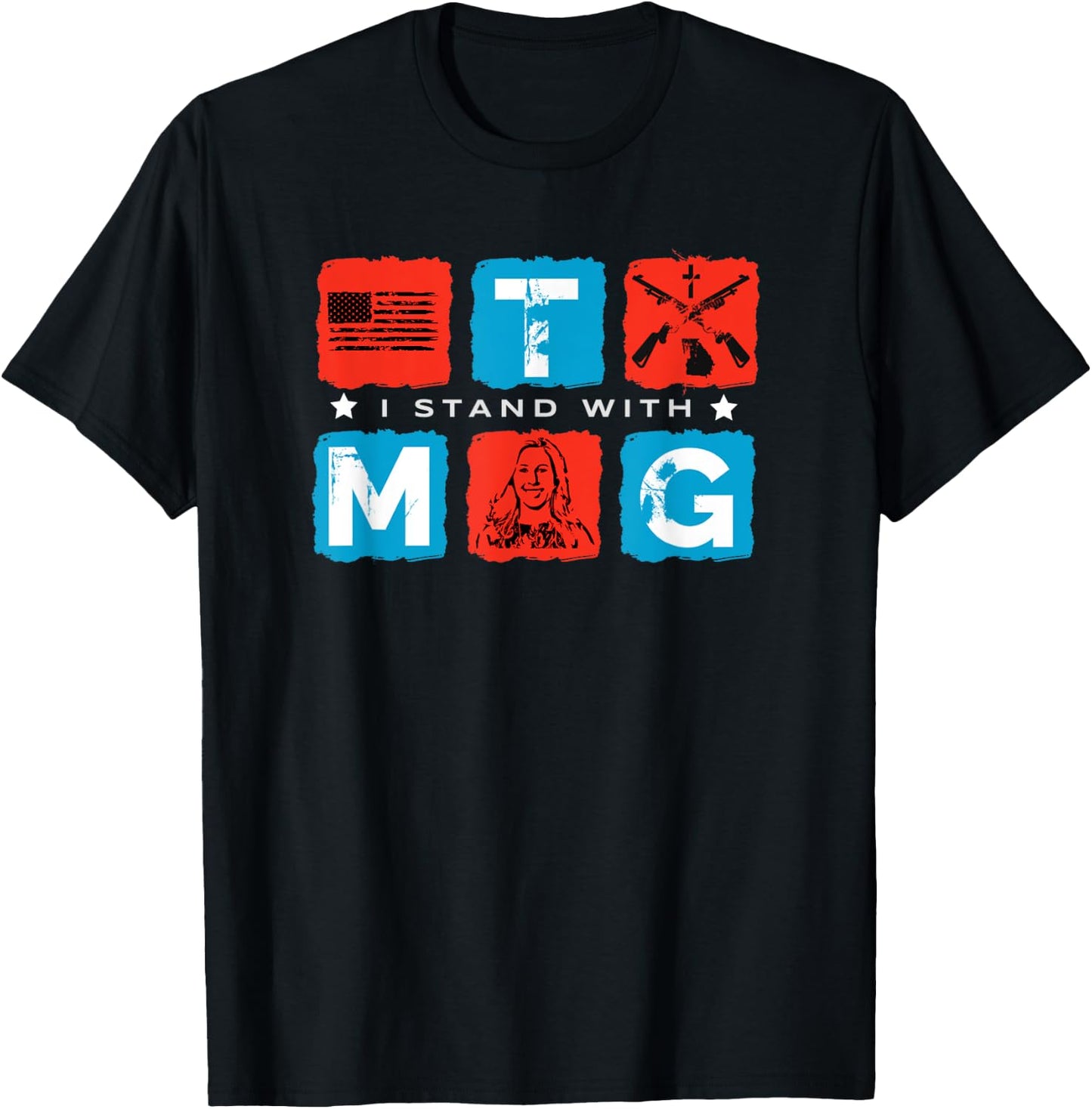I Stand With MTG Marjorie Taylor Greene Republican Political T-Shirt - T-Shirt | Black