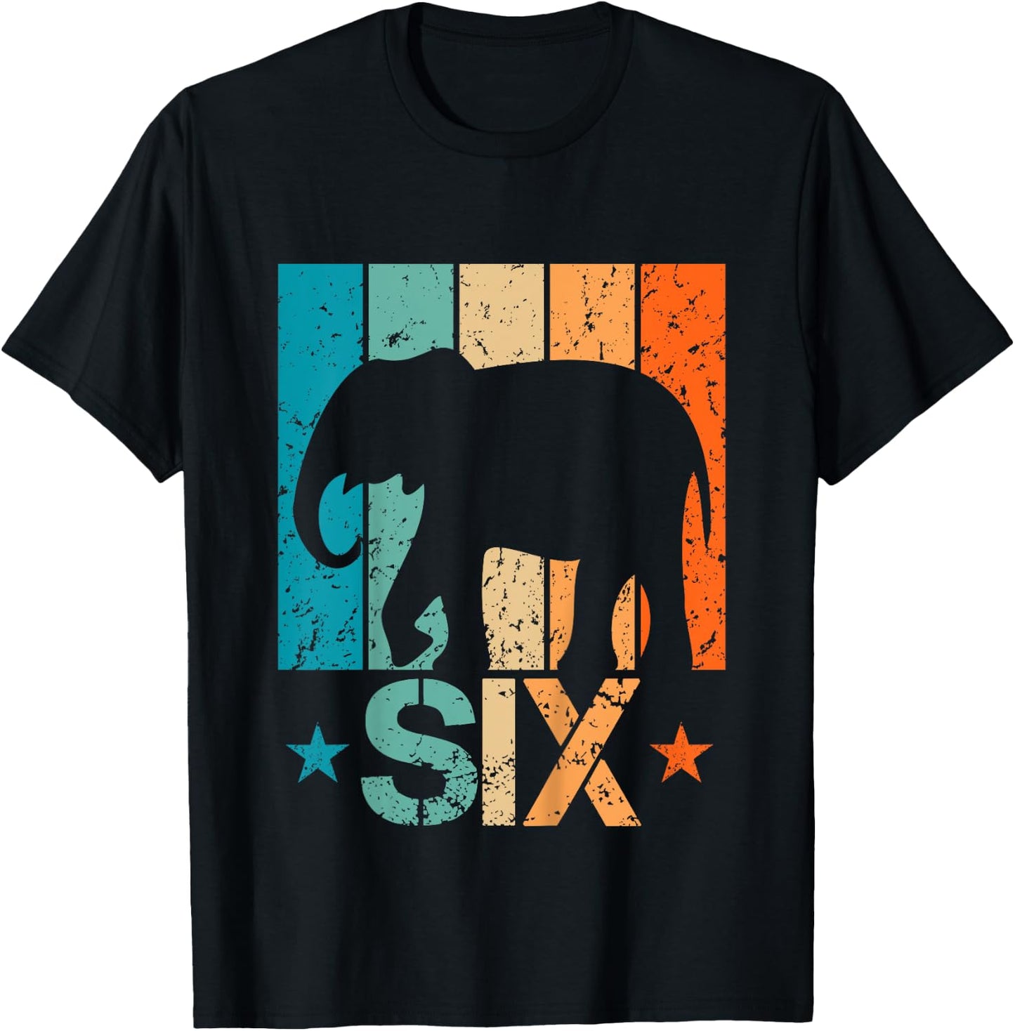 Funny 6th Elephant Birthday 6 Year Old Birthday Elephant T-Shirt - T-Shirt | Black