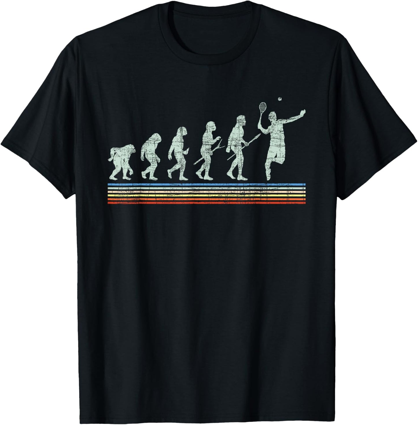 Retro Tennis Player Evolution - Racket Game Sports Lover T-Shirt - T-Shirt | Black