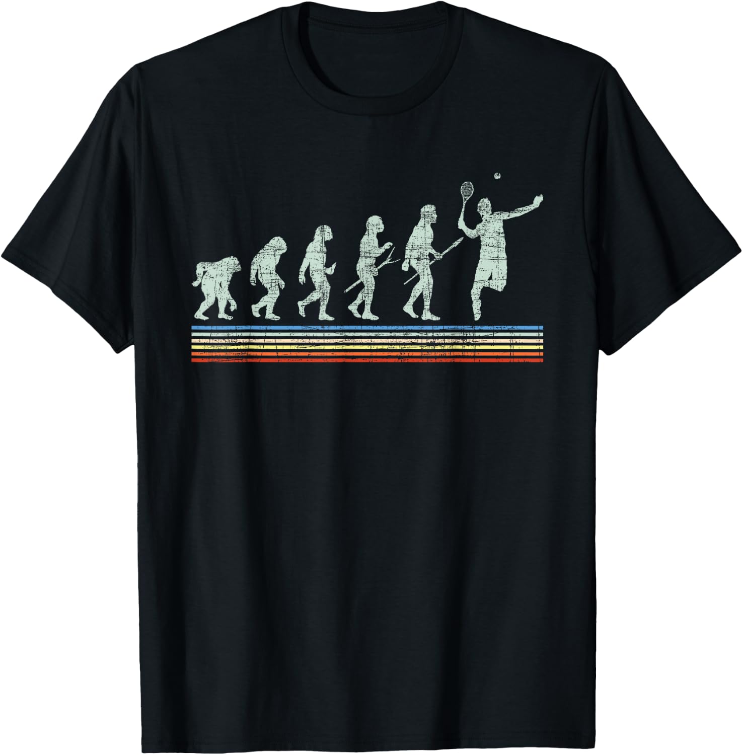 Retro Tennis Player Evolution - Racket Game Sports Lover T-Shirt - T-Shirt | Black