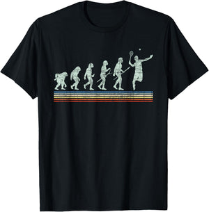 Retro Tennis Player Evolution - Racket Game Sports Lover T-Shirt - T-Shirt | Black