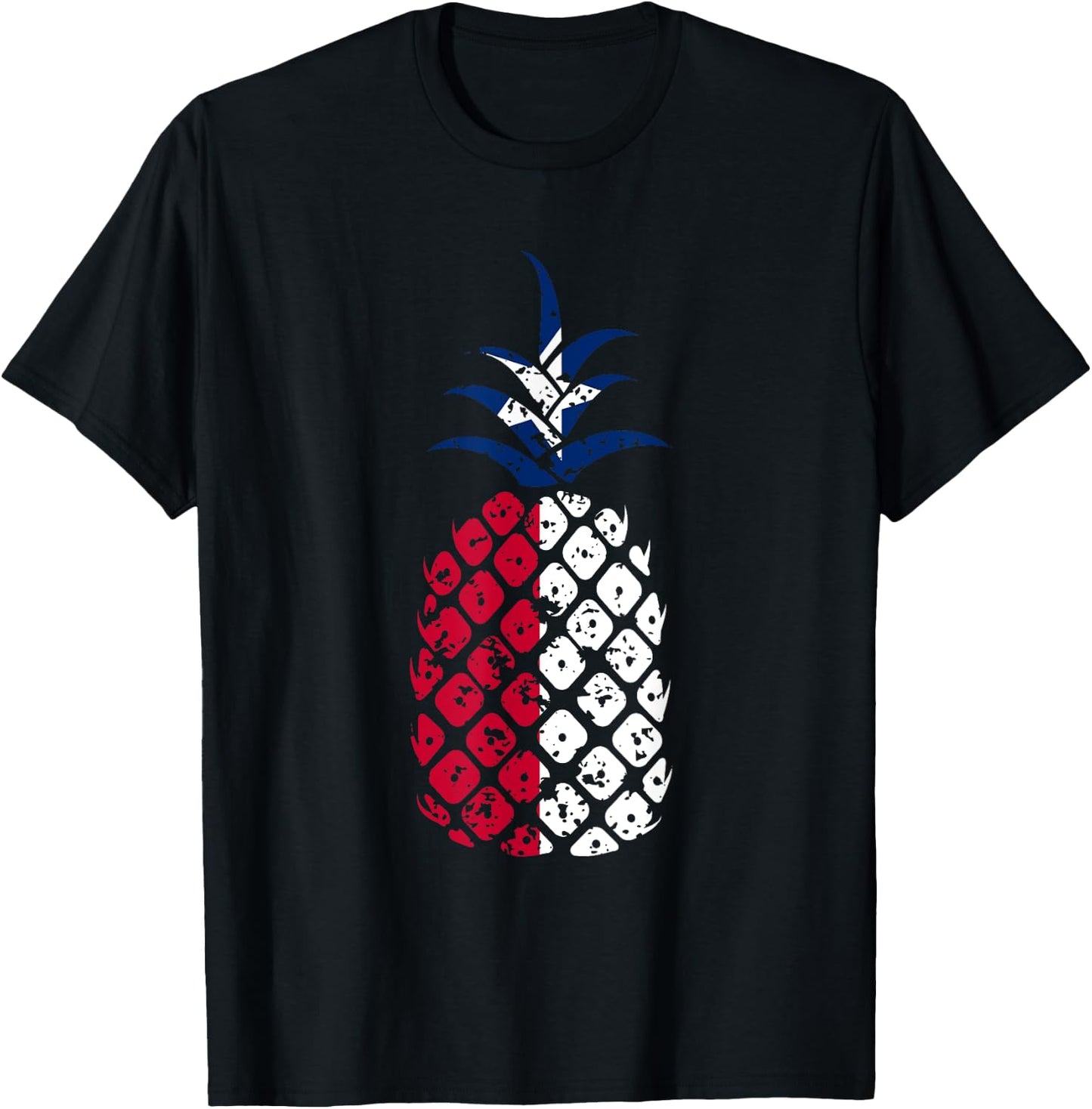 Texas Flag Pineapple | Distressed Tropical Fruit Texan Girl T-Shirt - T-Shirt | Black