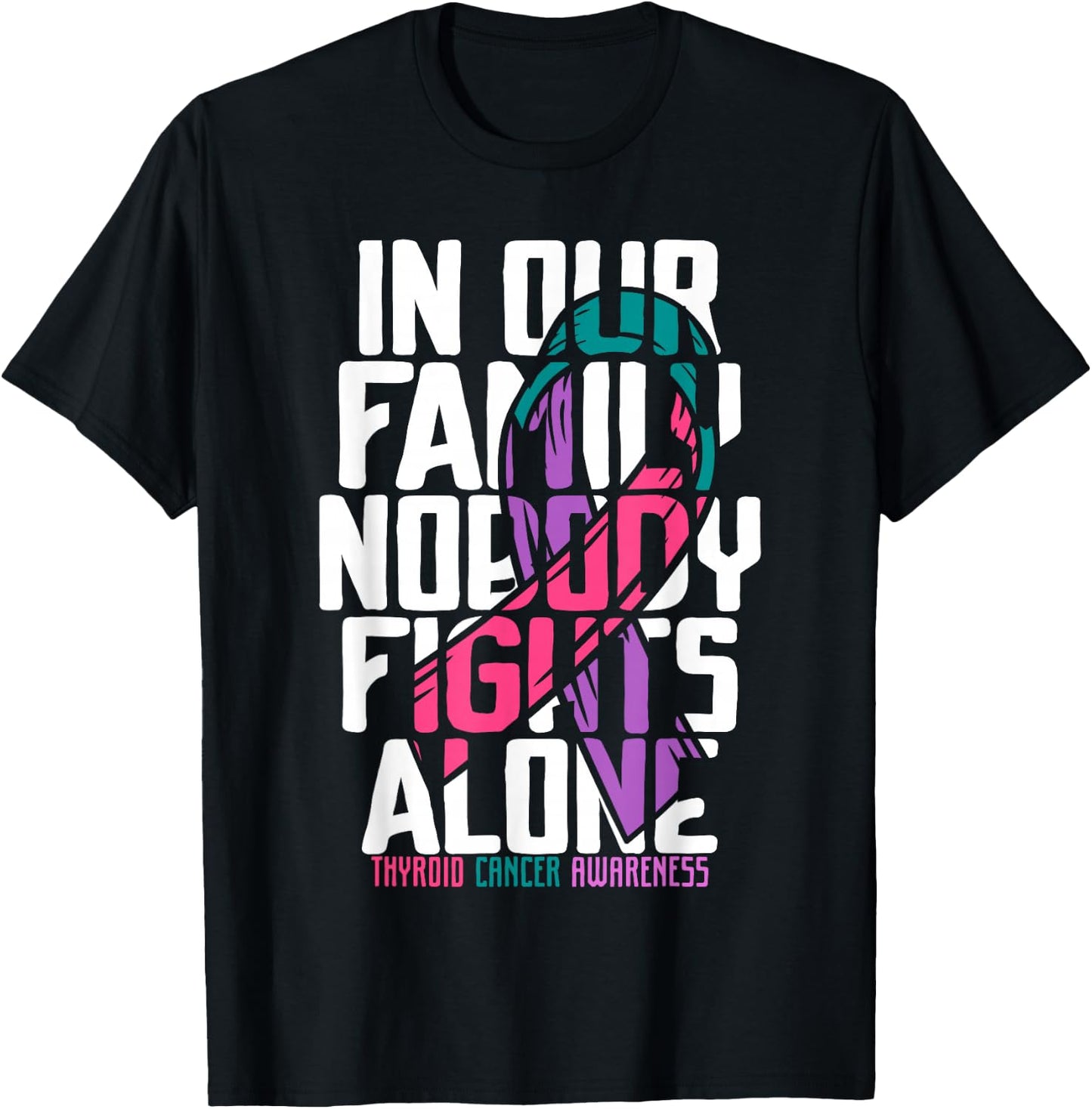 Thyroid Cancer Support Family Thyroid Cancer Awareness T-Shirt - T-Shirt | Black