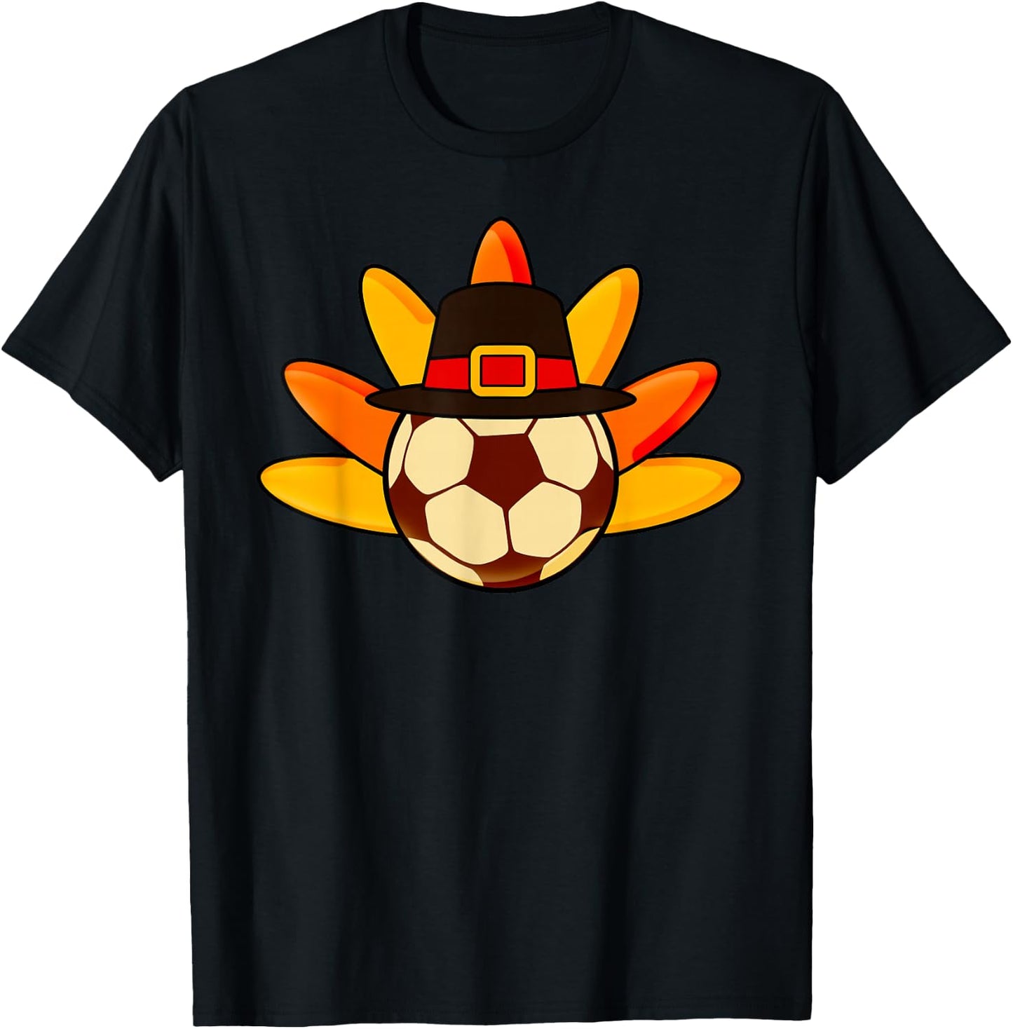 Cute Turkey Soccer Ball for Toddler Soccer Thanksgiving Day T-Shirt - T-Shirt | Black
