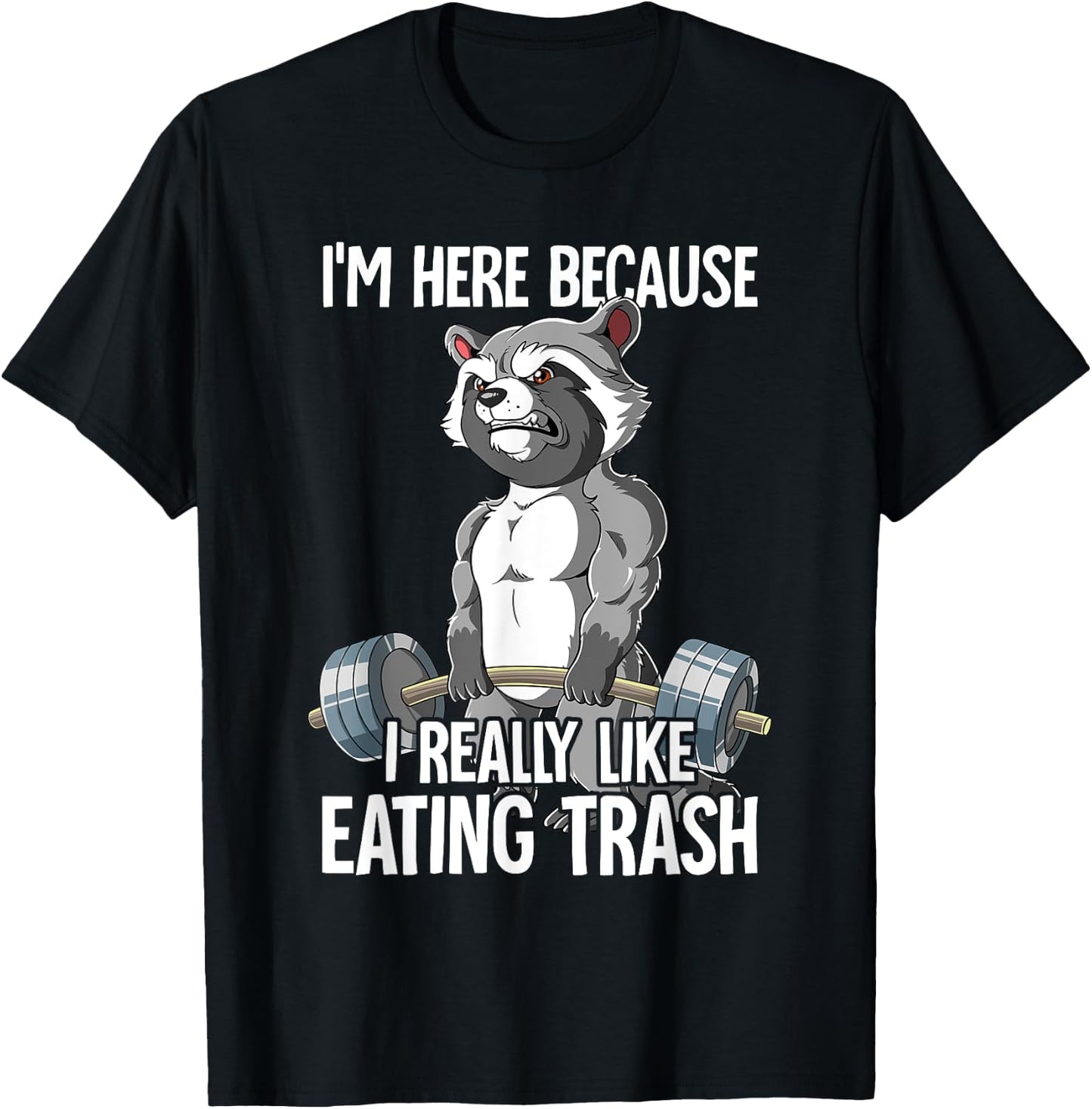 Raccoon Gym Weight Training Bodybuilder T-Shirt - T-Shirt | Black